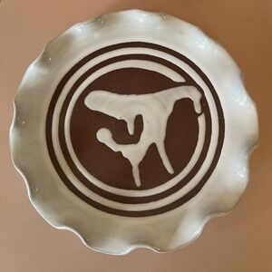 Stephen Pearce Curly Plate Irish Studio Art Pottery‎ Shanagarry Ireland Redware